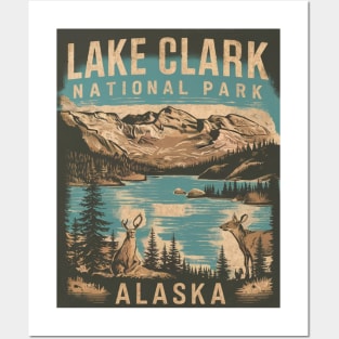 Lake Clark National Park Retro Illustration Posters and Art